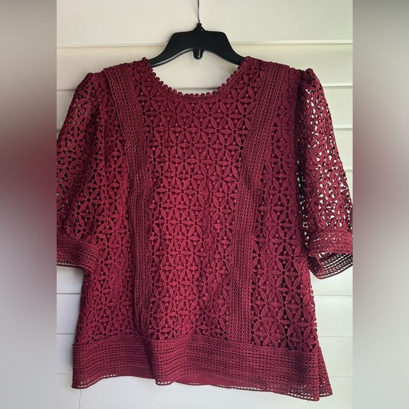 Pinky Deep Red Lace Blouse - Picture 1 of 4